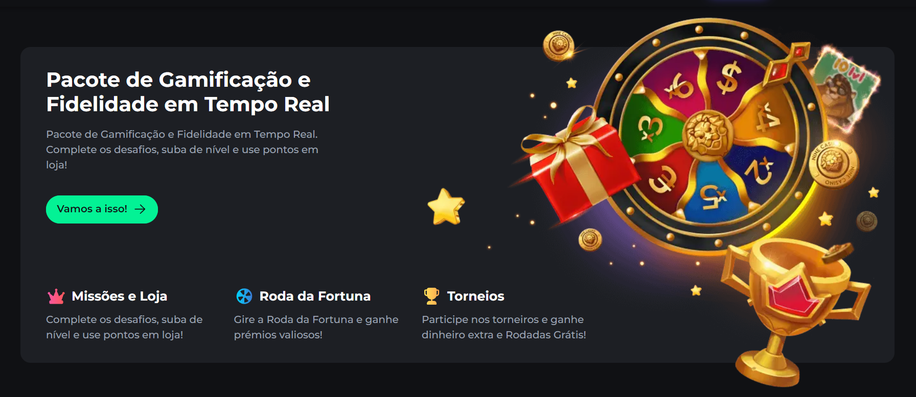 Complete os desafios, suba de nível e use pontos em loja! Pacote de Gamificação e Fidelidade em Tempo Real